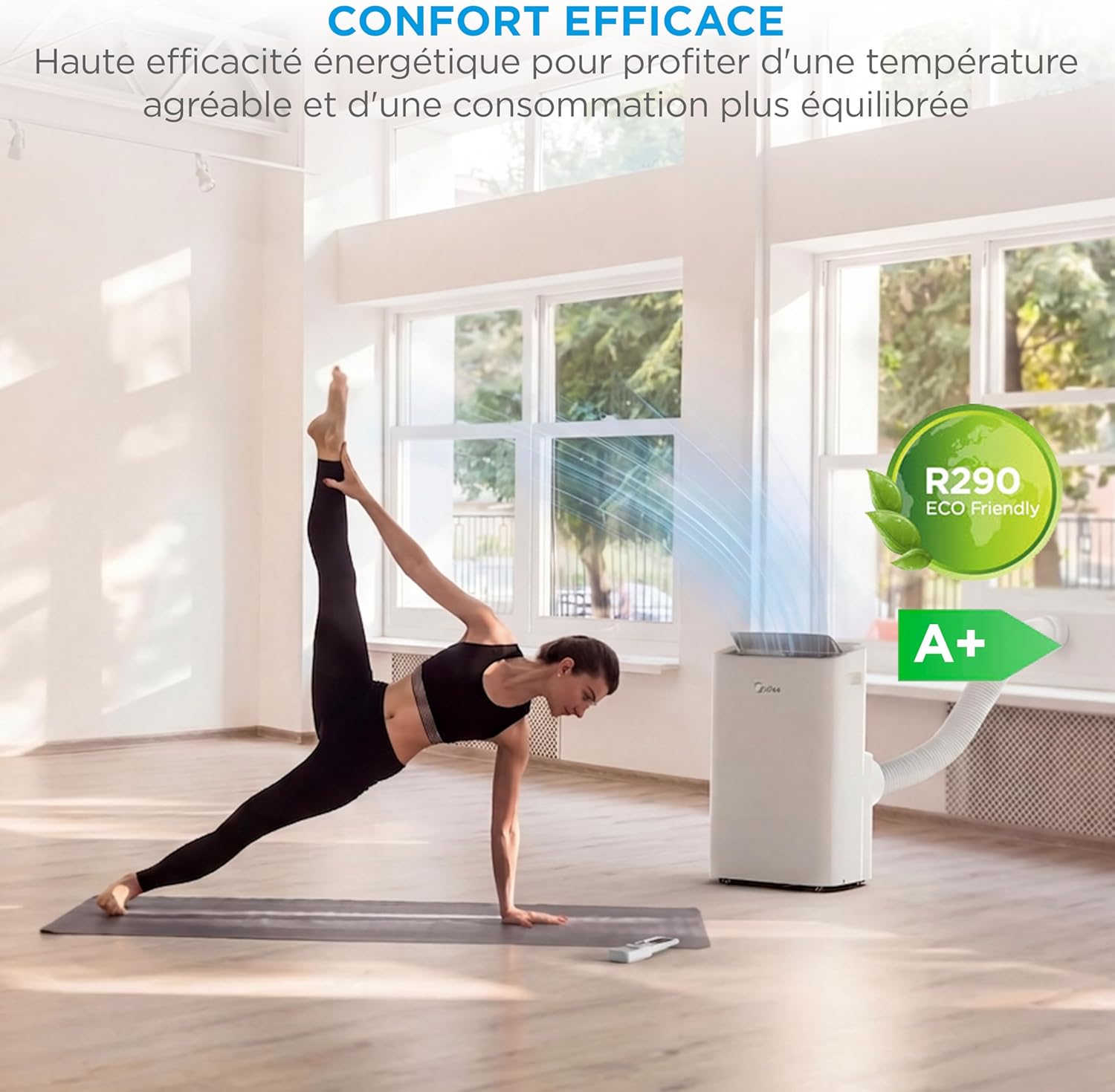 Midea - Climatiseur mobile 4 en 1 silencieux, 12000 BTU, contrôle app, compact - MPP1-12CRN1