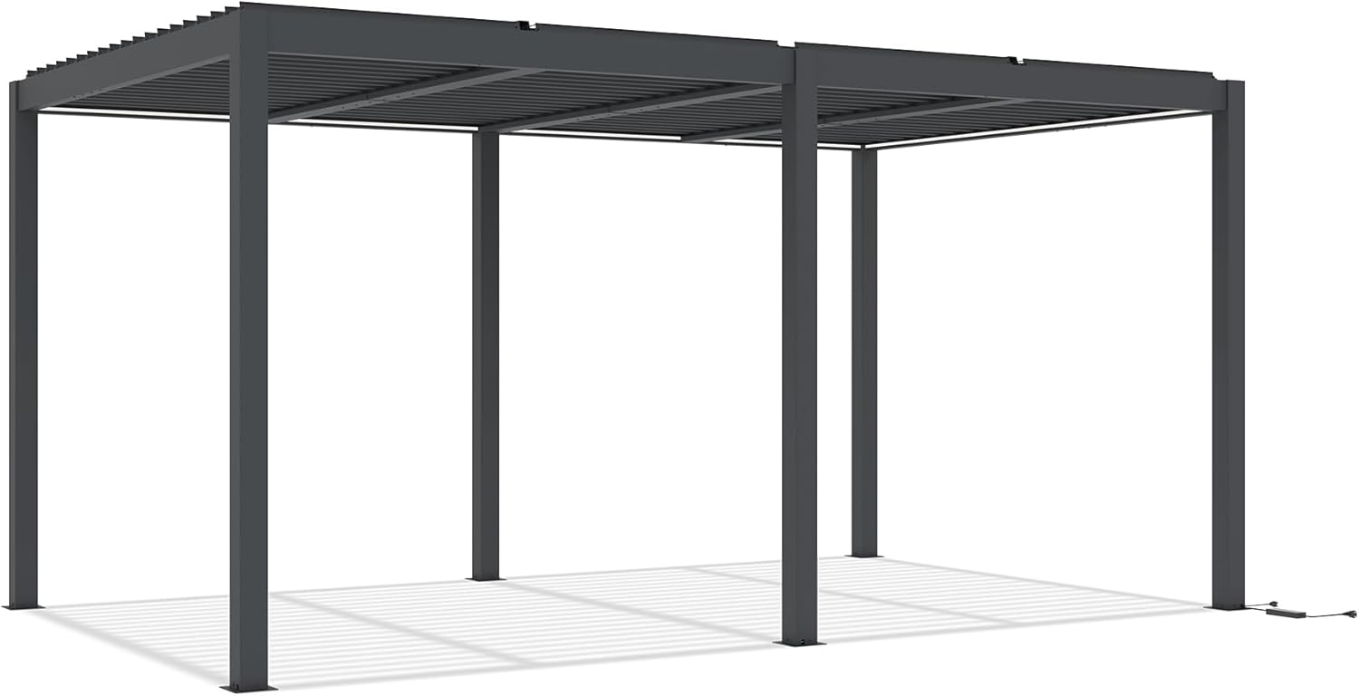 Cazeboo - AGOSTA série - pergola motorisée 5x3m LED aluminium gris AGOSTA