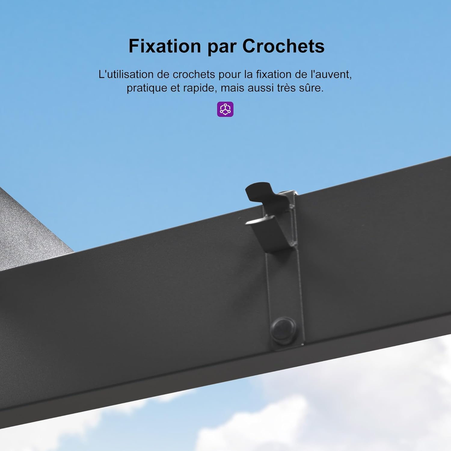 PURPLE LEAF - Pergola aluminium - 4x3,2m - LED, toit rétractable, toile teintée