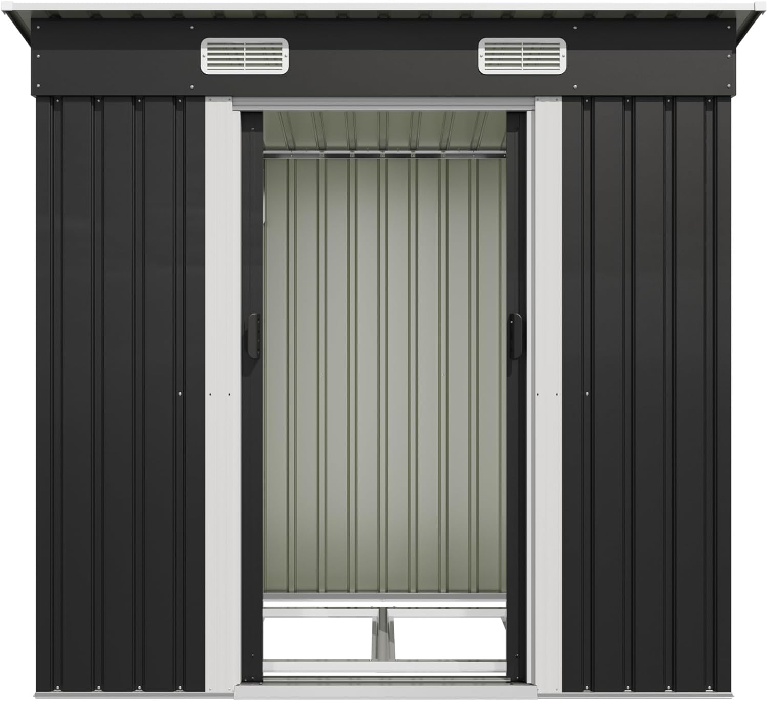 Devoko Abri de Jardin en métal 183x109x182cm avec Fondation, 3,6m³ Abri à Outils avec Toit en Pente et Porte coulissante, Extérieur, Résistant aux intempéries, Abri de Jardin pour vélo, terrasse