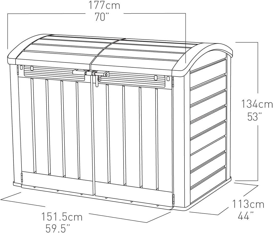 Keter - Abri horizontal SIO Ultra - 2000L - rangement poubelle robuste