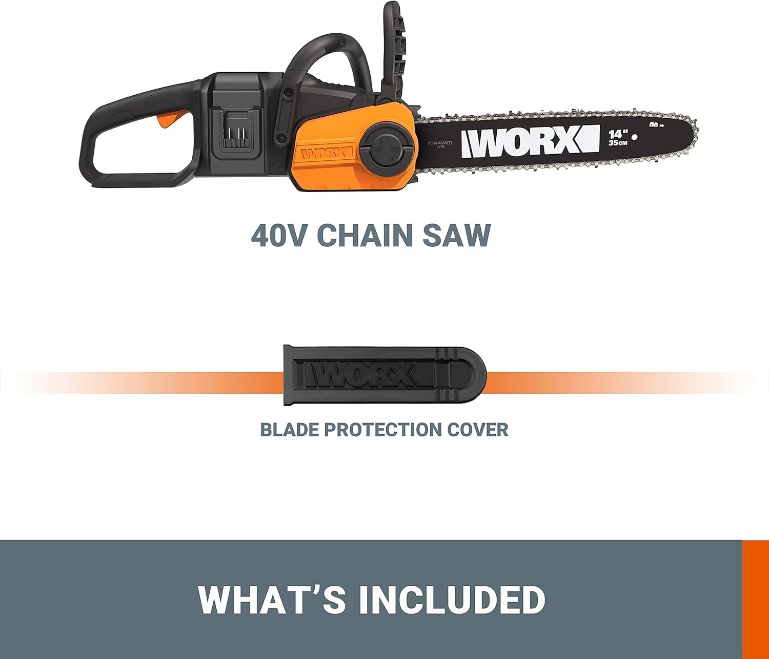 WORX - tronçonneuse sans fil 40V, 35cm, 8m/s, légère WG384E