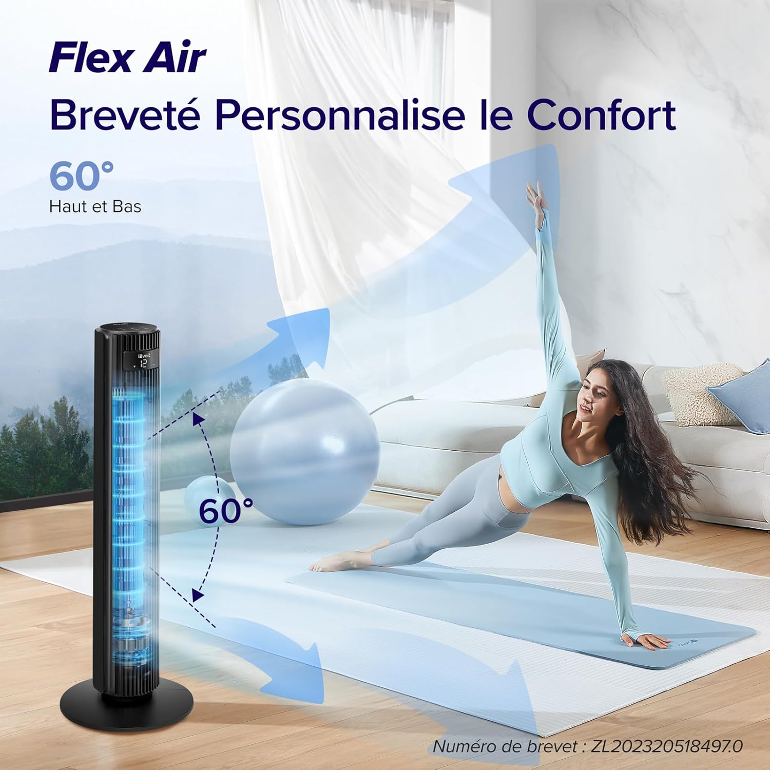 LEVOIT - ventilateur colonne WiFi 108 cm, 12 vitesses, 25dB, Alexa