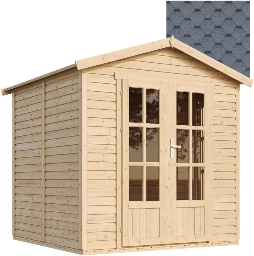 TIMBELA - cabane en bois M351FB - 233x222x233 cm - plancher, bardeaux bitumeux, usage polyvalent