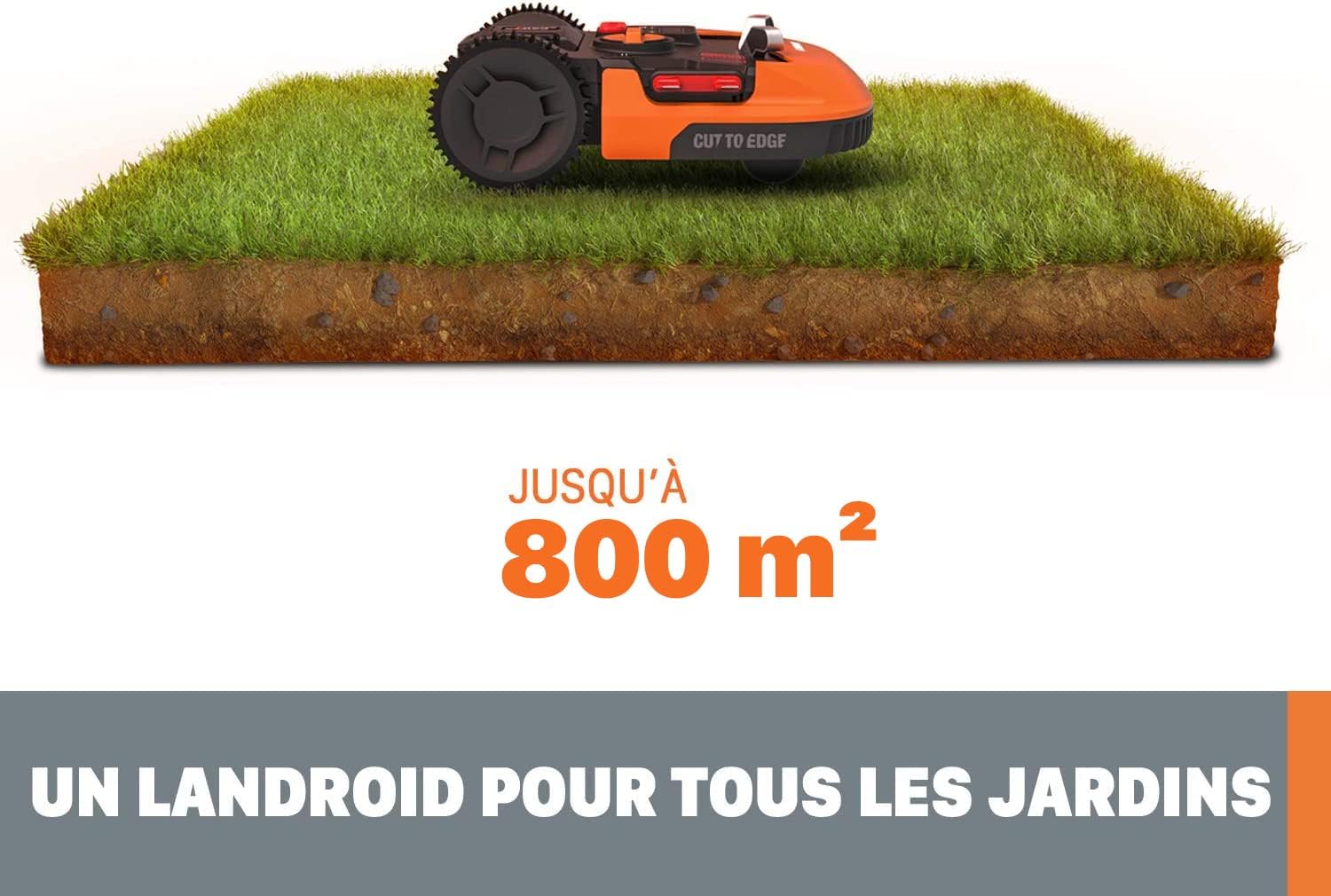 WORX - Landroid Plus Série - 800 m², pente 35 %, coupe, WR148E