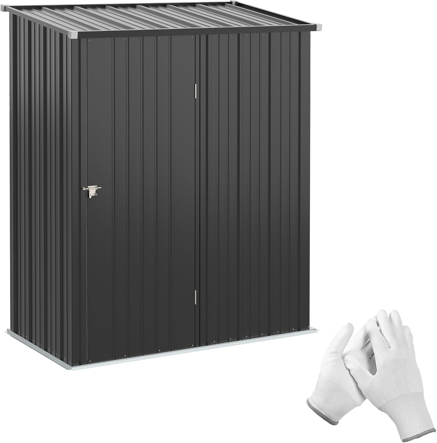 Outsunny - abri de jardin acier, 161,5x94,5x196cm, serrure, noir