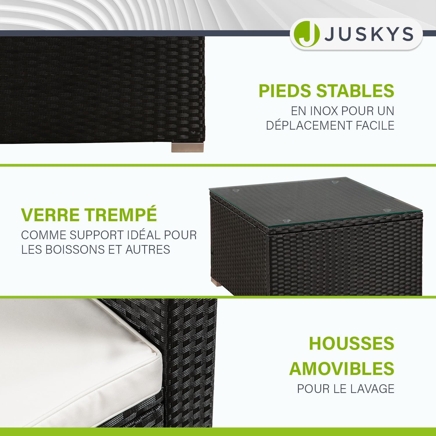 Juskys - Punta Cana L - ensemble jardin polyrotin 4-5 pers, canapé, table, coussins, résistant intempéries