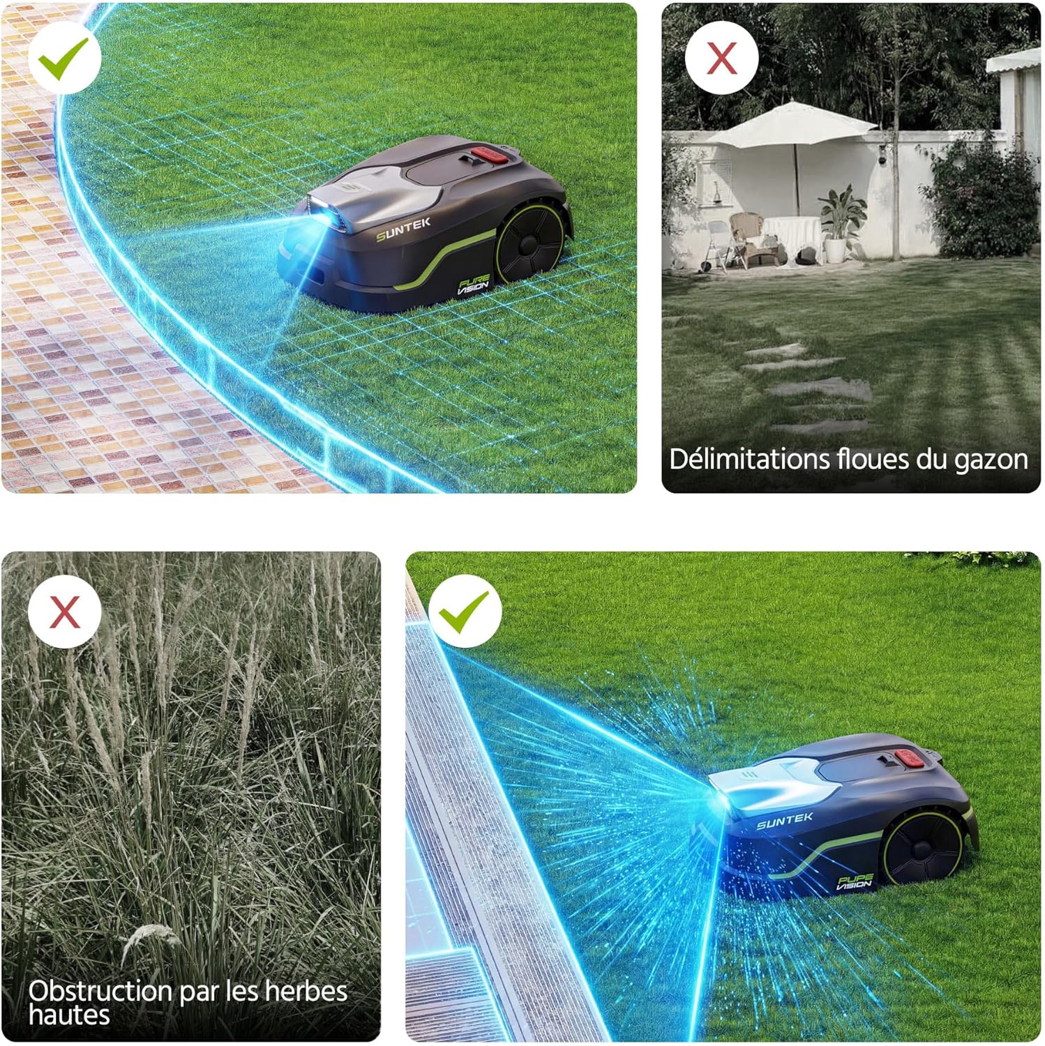 Suntek - Robot Tondeuse IA Caméra, 500m², pente 35°, IPX5, contrôle APP