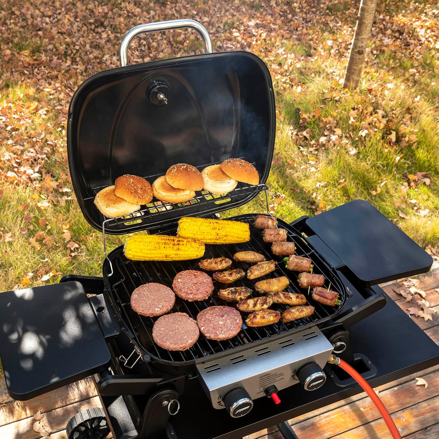 Royal Gourmet - Barbecue Gaz 2 brûleurs - 48x37 cm - tables pliables, 5kW