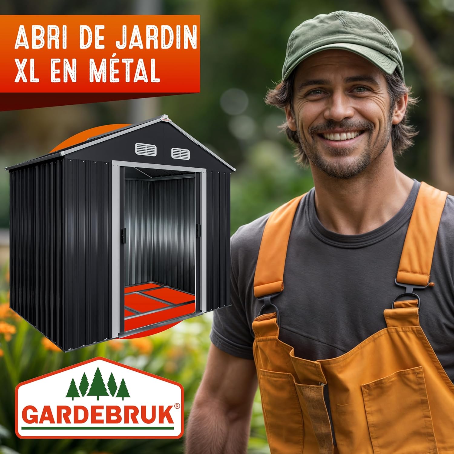 GARDEBRUK - abri de jardin XL 2m², 200x135x190cm, porte coulissante, anthracite