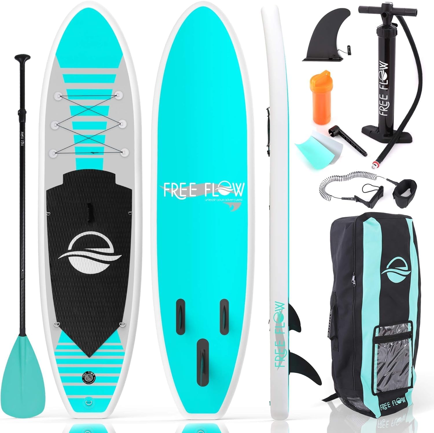 SereneLife Stand Up Paddle Gonflable Adulte 6” – Planche de Paddle avec Accessoires Sup, Sac de Transport, Pont Antidérapant, pour Mer, Lac, Rivière