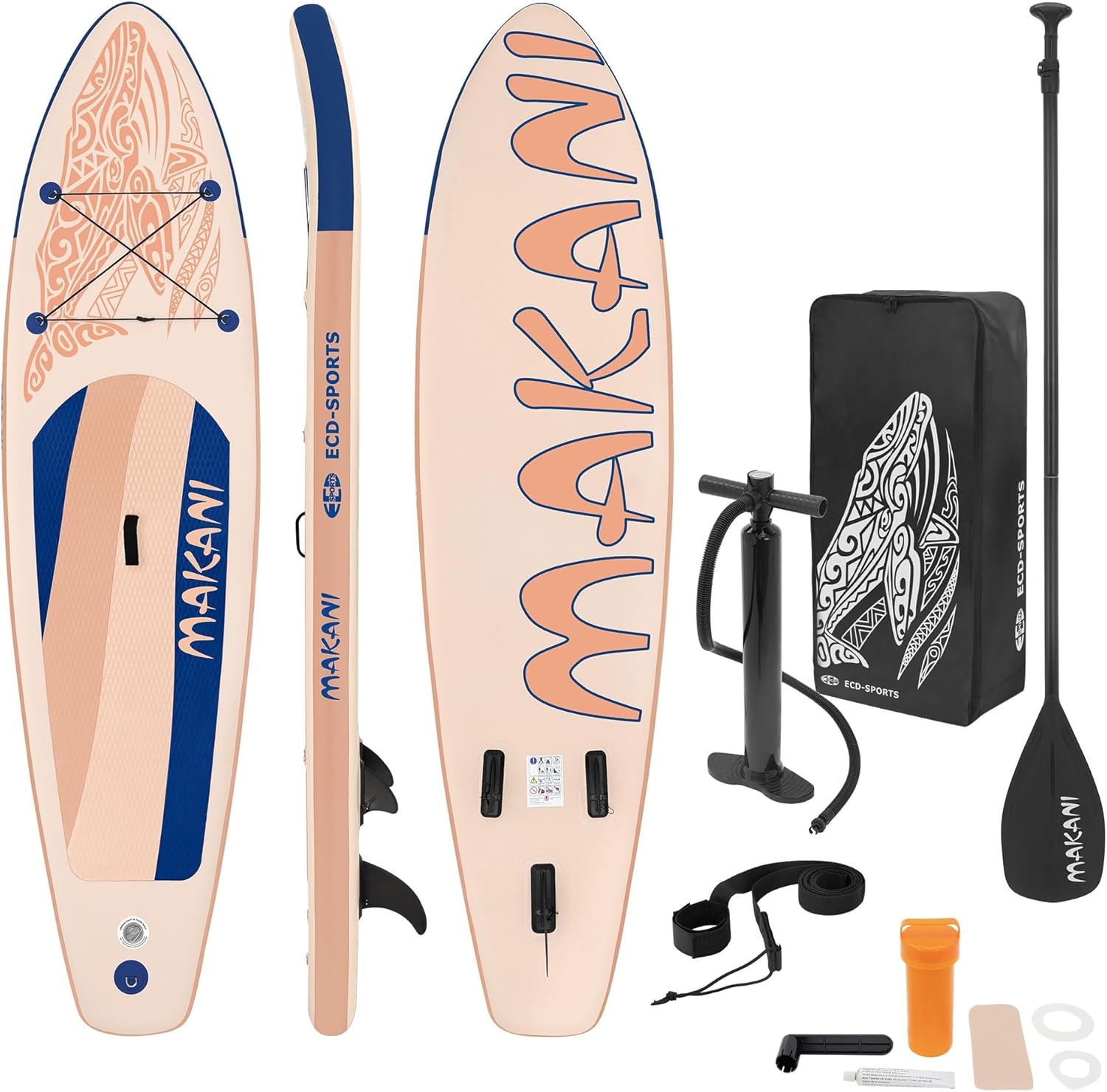 ECD Germany Stand Up Surf Paddle Board Gonflable 305/308/320/380 cm | PVC | jusqu'à 120/150 kg | Épaisseur 10/15 cm | Planche de Surf Pagaie Sac de Transport Pompe à Air | Diverses Couleurs Modèles