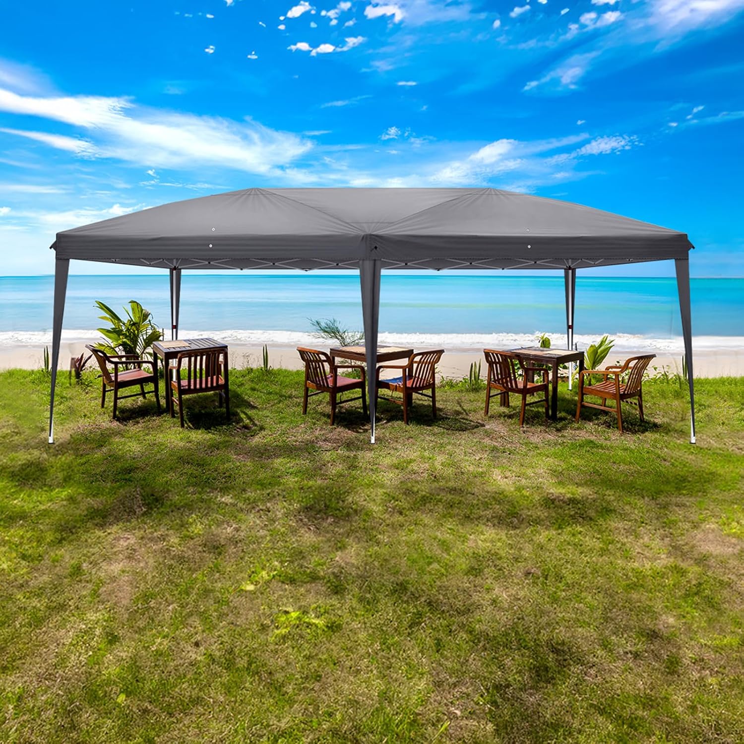 LEADZM - tonnelle pop-up 3x6m, acier, UV50+, 6 côtés, réglable