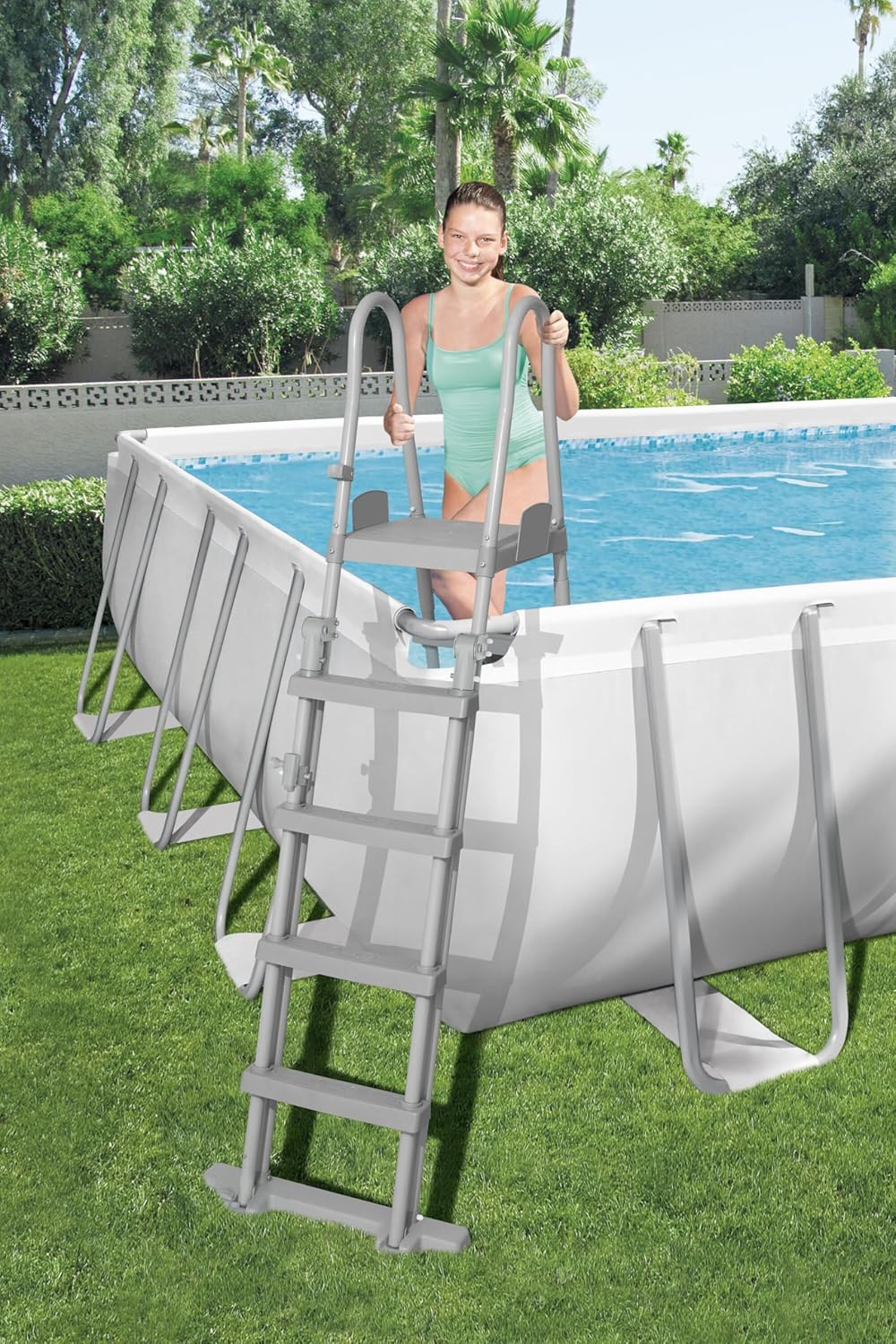 BESTWAY Piscine hors sol rectangle Power Steel gris clair 732 x 366 x 132 cm