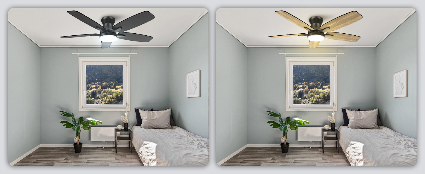 106cm Ventilateur Plafond avec Lumiere Double Face Pale