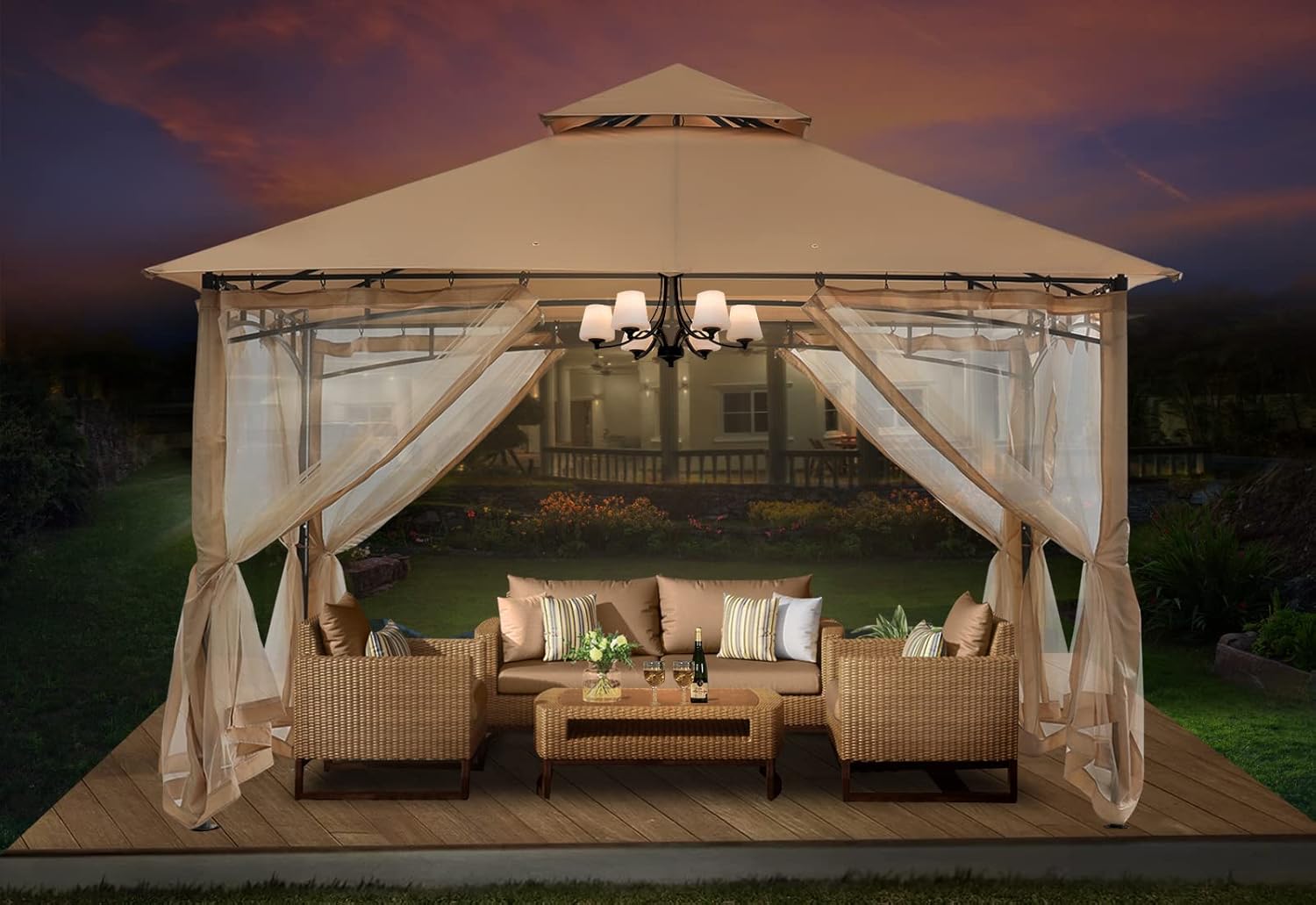 ABCCANOPY - tonnelle terrasse robuste - 3m x 3m - moustiquaire
