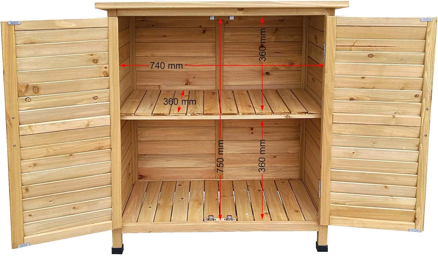 Wiltec Abri de Jardin – 870 x 465 x 916 mm – en Bois d’Épicéa – avec 2 Portes – Cabane Remise pour Rangement Outils pour Jardin, Terrasse & Balcon