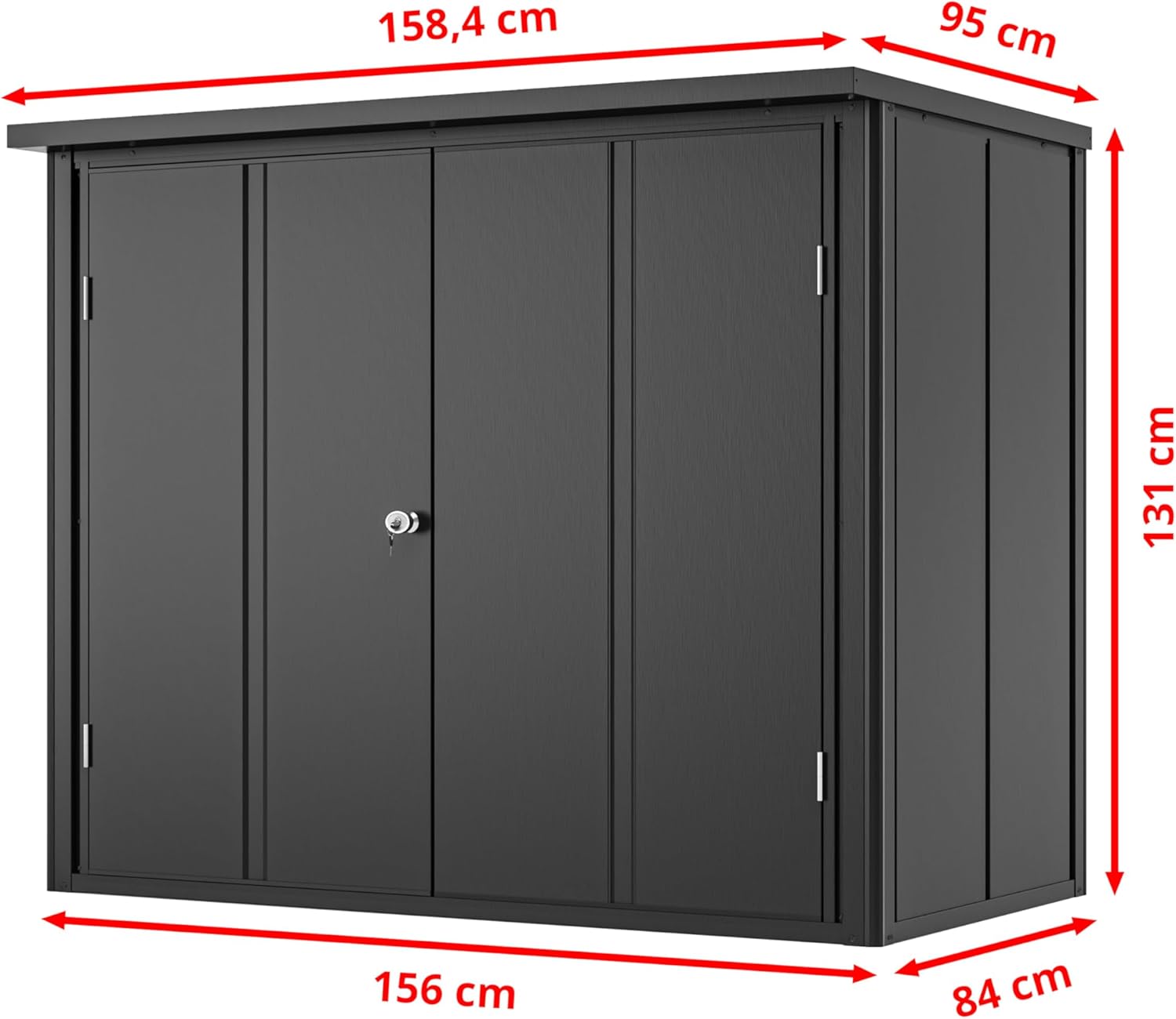 GFP - Primeyard Armoire de Jardin - 156x84x131 cm - métal, plancher inclus