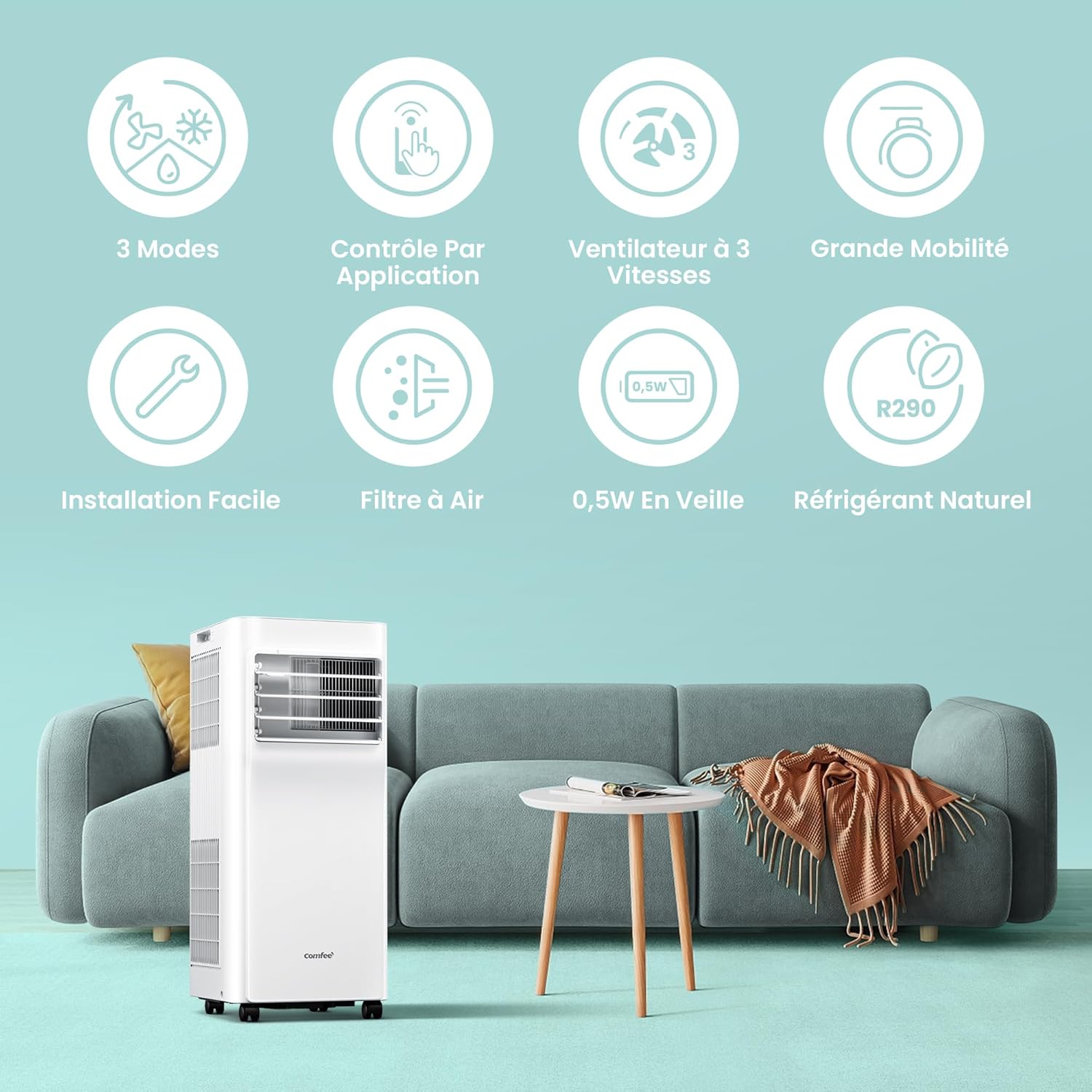 COMFEE' - Breezy Cool 2.6 - compact - 9000 BTU, contrôle APP, Alexa, 33㎡