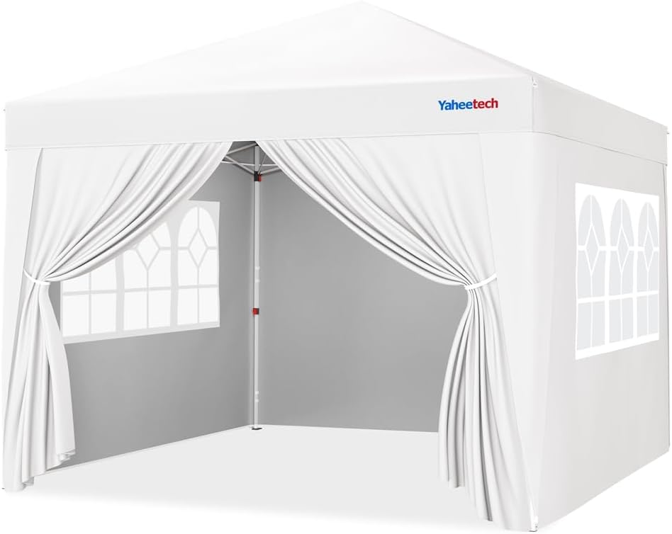 Yaheetech - tonnelle jardin série pliante - 3x3m - 4 parois, blanc
