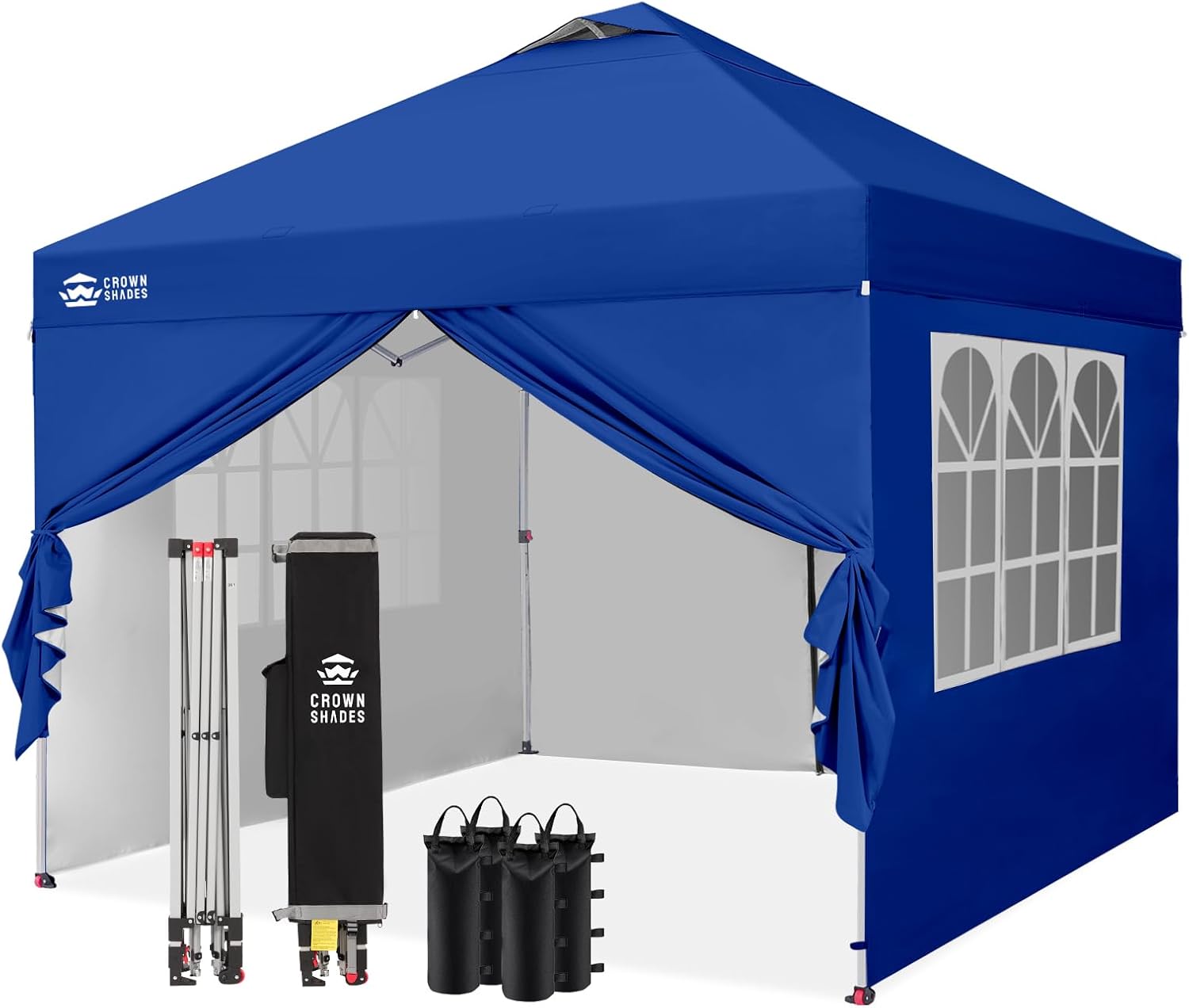 CROWN SHADES - tonnelle pliante 3x3m - imperméable, UPF 50+, 4 parois amovibles