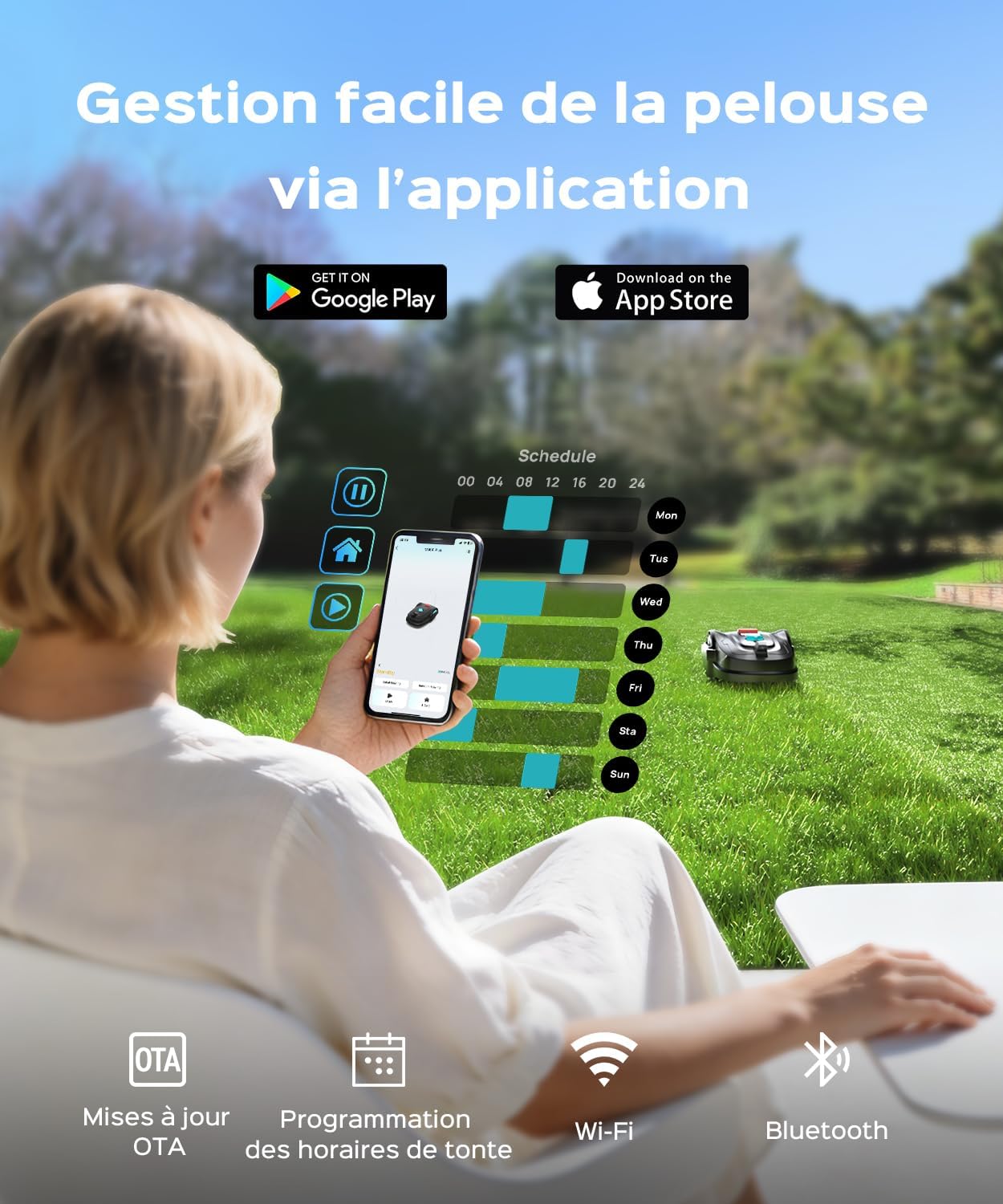 YARDCARE - M800Plus - tondeuse robot 800m², GPS, App, recharge auto