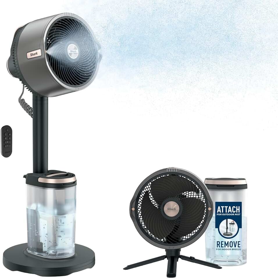 Shark - FlexBreeze Pro - ventilateur intérieur/extérieur - sans fil, brumisateur, 5 vitesses, télécommande, silencieux, 