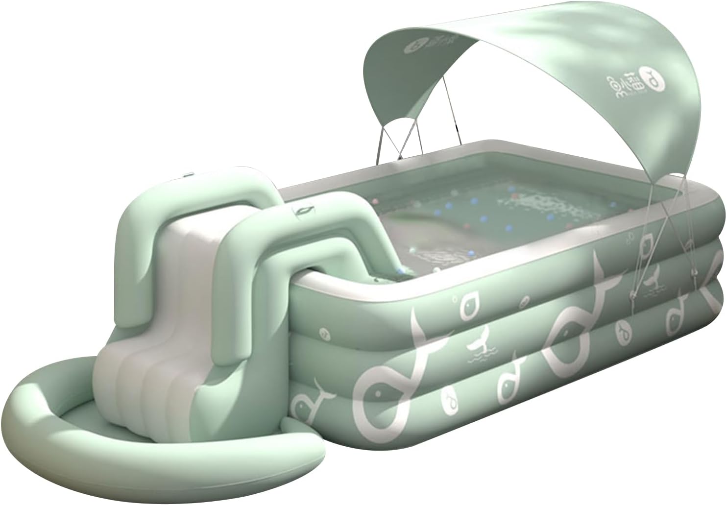 Ergocar Piscine d'Été Ombragée Gonflable avec Toboggan Intégré - Piscine Extérieure pour Enfants et Adultes