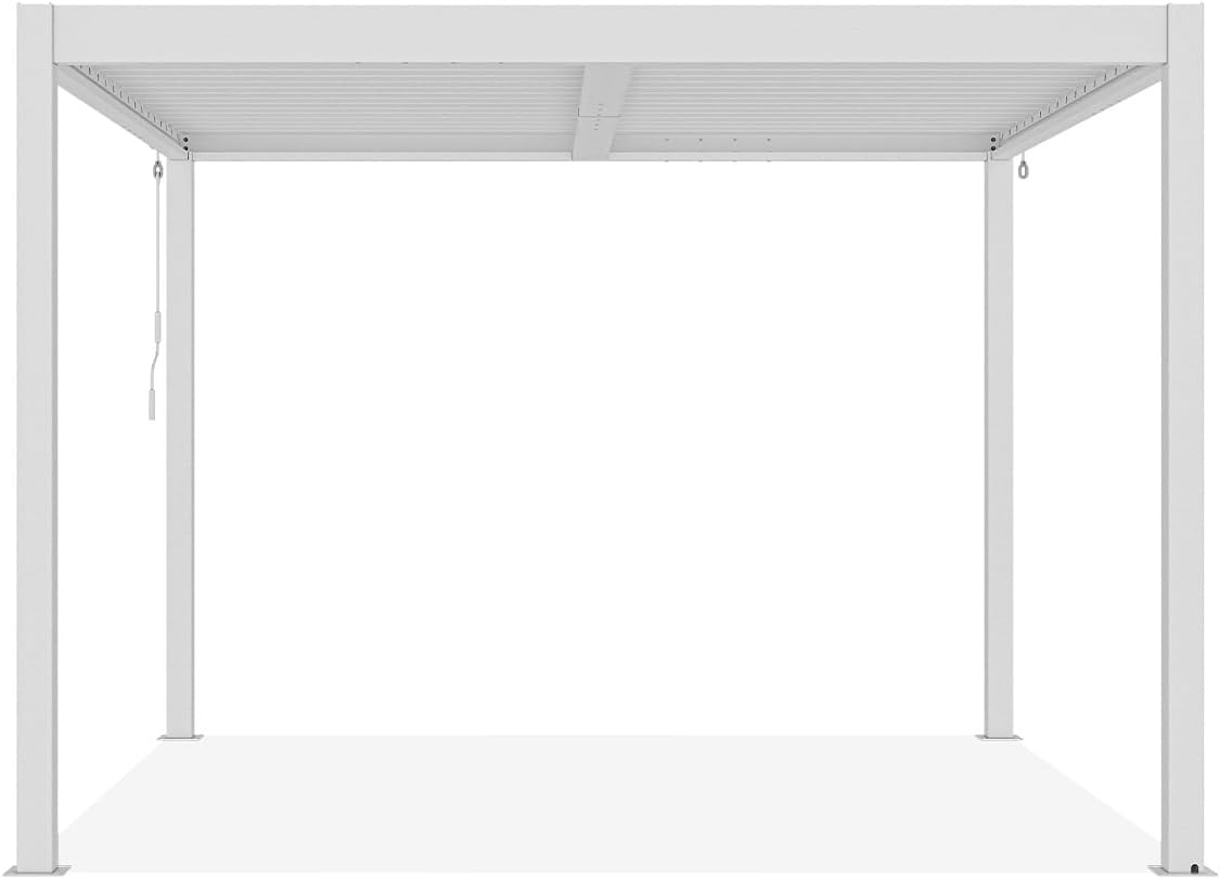 CAZEBOO - Piana - 3x3 m - pergola alu blanc, lames acier orientables
