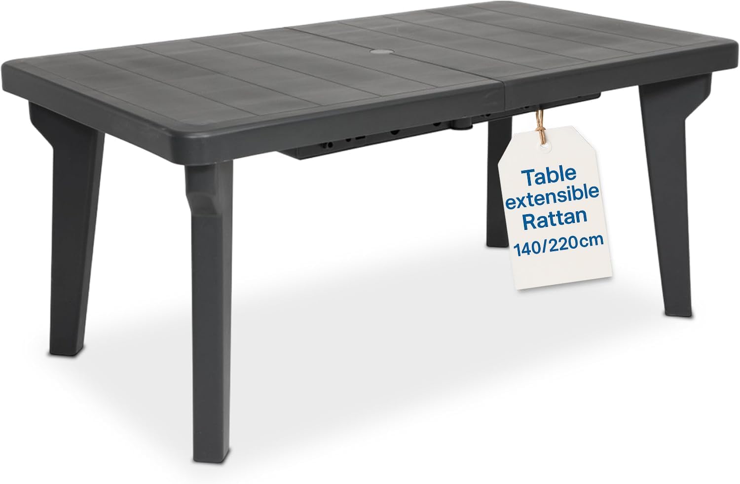 Tomaino - Berg extensible - 160/220x90x74 cm - pieds démontables, anthracite, NEWANTHRACITE