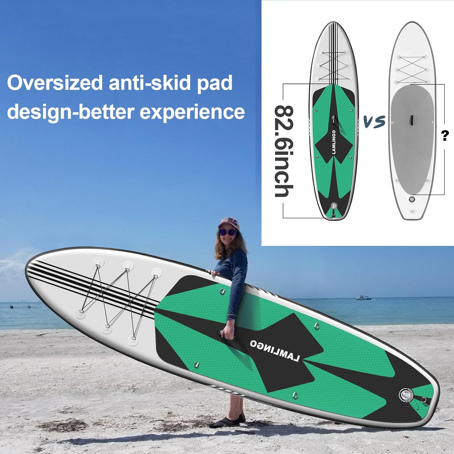 Rolimate - SUP gonflable adulte - 320x84x15cm - 200kg, PVC robuste, kit complet