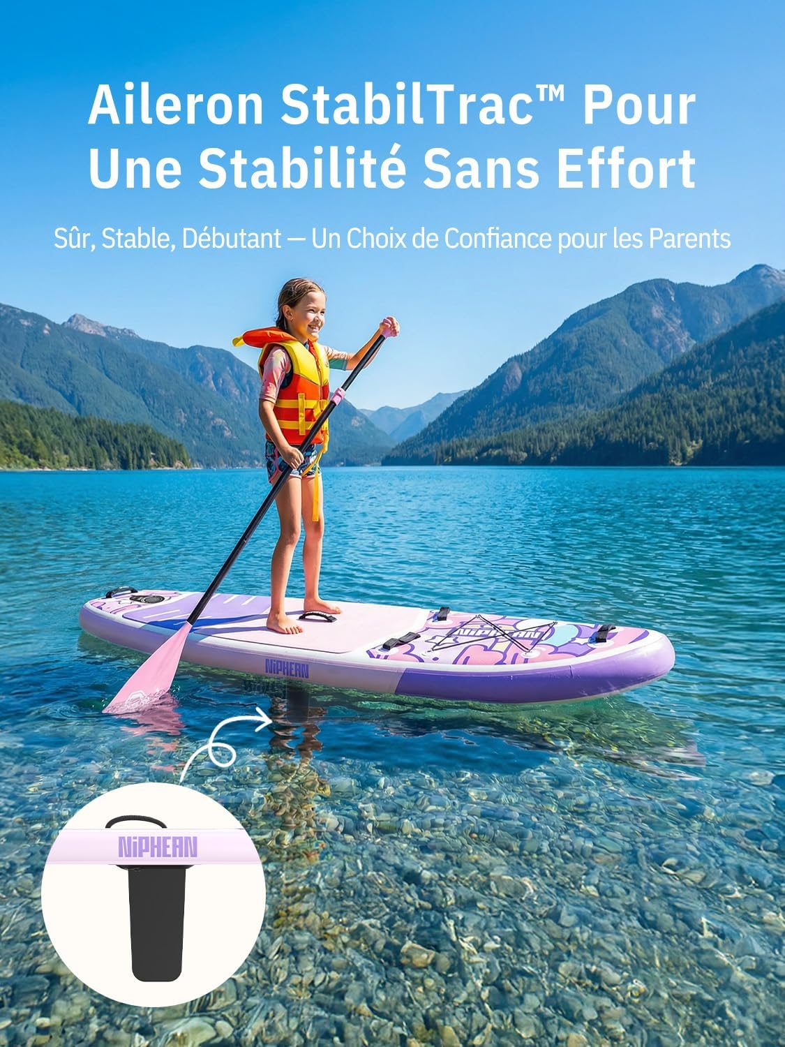Niphean Paddle Gonflable Adulte avec Tous Les Accessoires, 320cm Planches de Stand Up Paddle Gonflables pour Tous Les Niveaux, Sup avec Capacité 200 kg pour 2 Personnes, Paddle Gonflable avec Siège