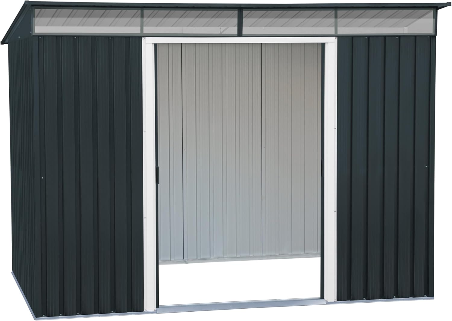 Duramax TOP Pent Roof Skylight 8 x 6 (4.37 m²) Abri de jardin en métal, fabriqué en acier galvanisé, structure de toit renforcée, lucarne intégrée pour la lumière du soleil, Anthracite