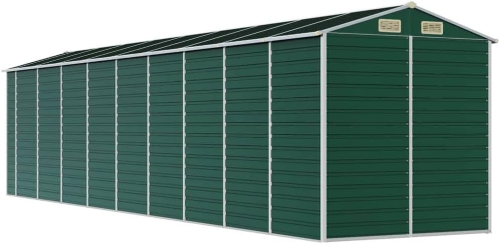 vidaXL - Abri de jardin inclinable - 191x810x198 cm - acier vert, handles