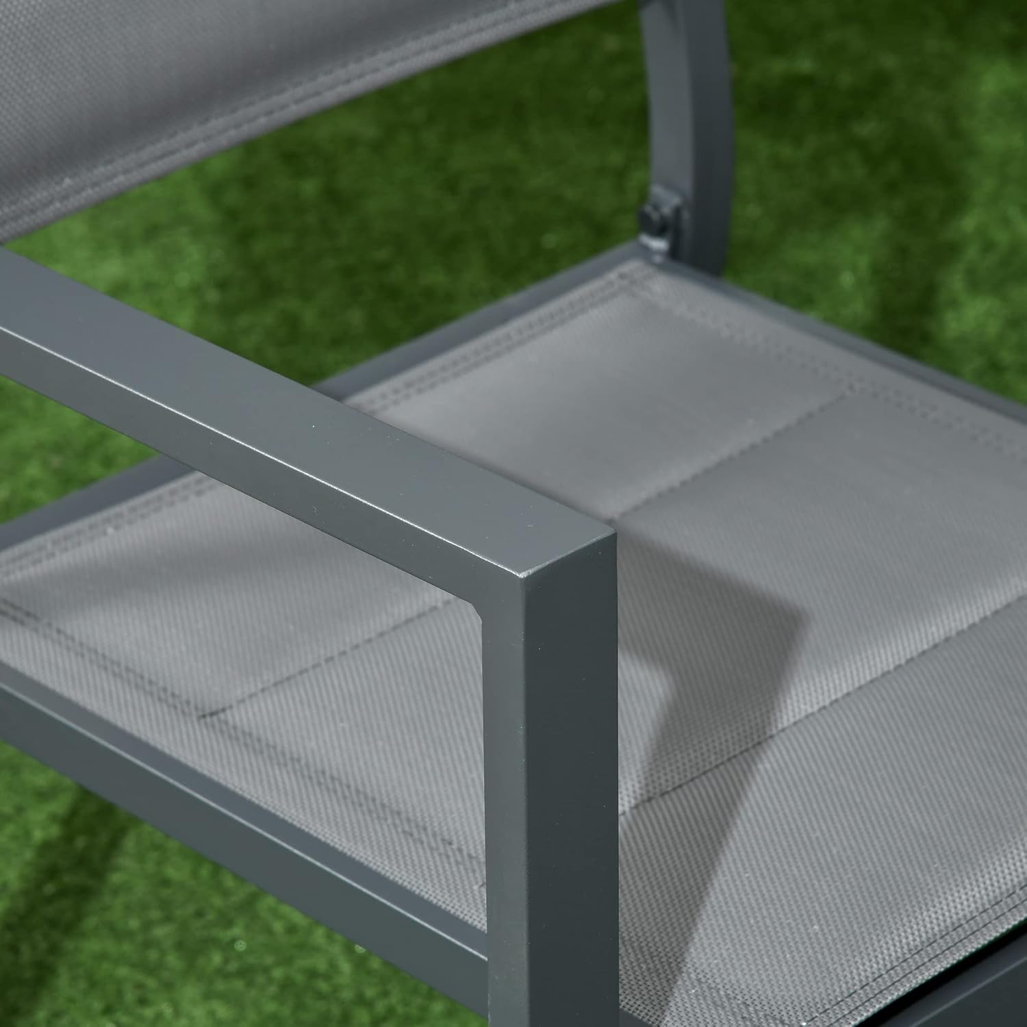 Outsunny - Salon de jardin aluminium extensible 90-180cm, 6 chaises empilables