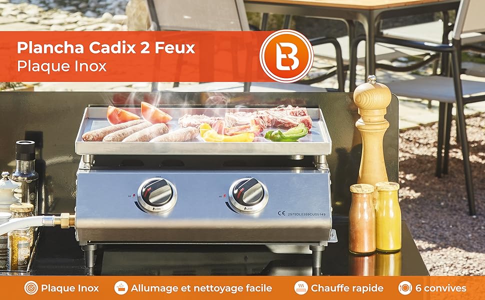 Plancha gaz Cadix 2 feux Brasero