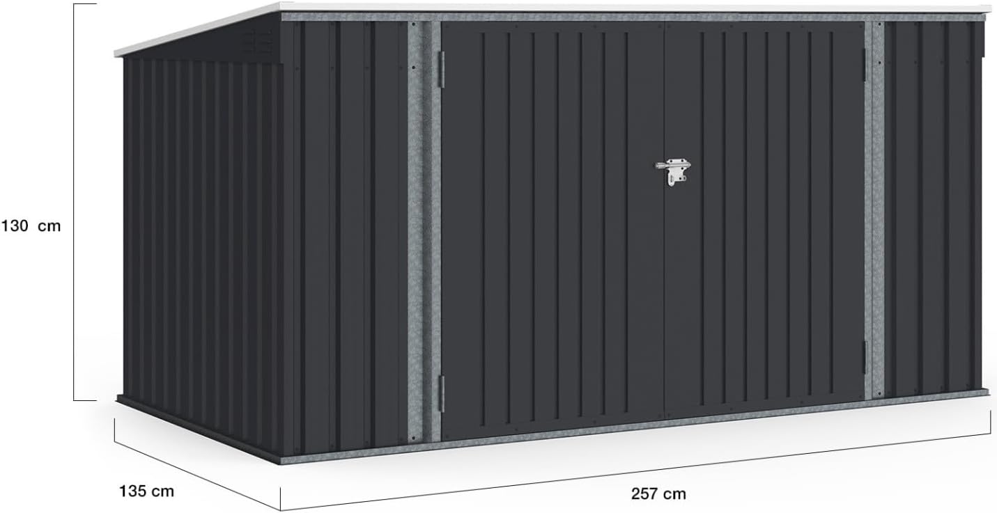IDMarket - Abri de jardin XXL métal gris anthracite, verrouillable, multi-rangement, 340x382x180 cm