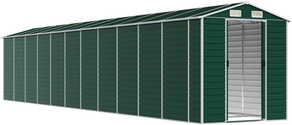 vidaXL - abri de jardin acier, vert, 191x980x198 cm, toit incliné