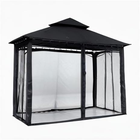 ABCCANOPY - tonnelle double toit 2,5x2,5m, filet ombre/pluie noir