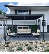 PURPLE LEAF Pergola Bioclimatique en Aluminium 3 x 3,65 m, Tonnelle de Jardin Exterieur Imperméab...