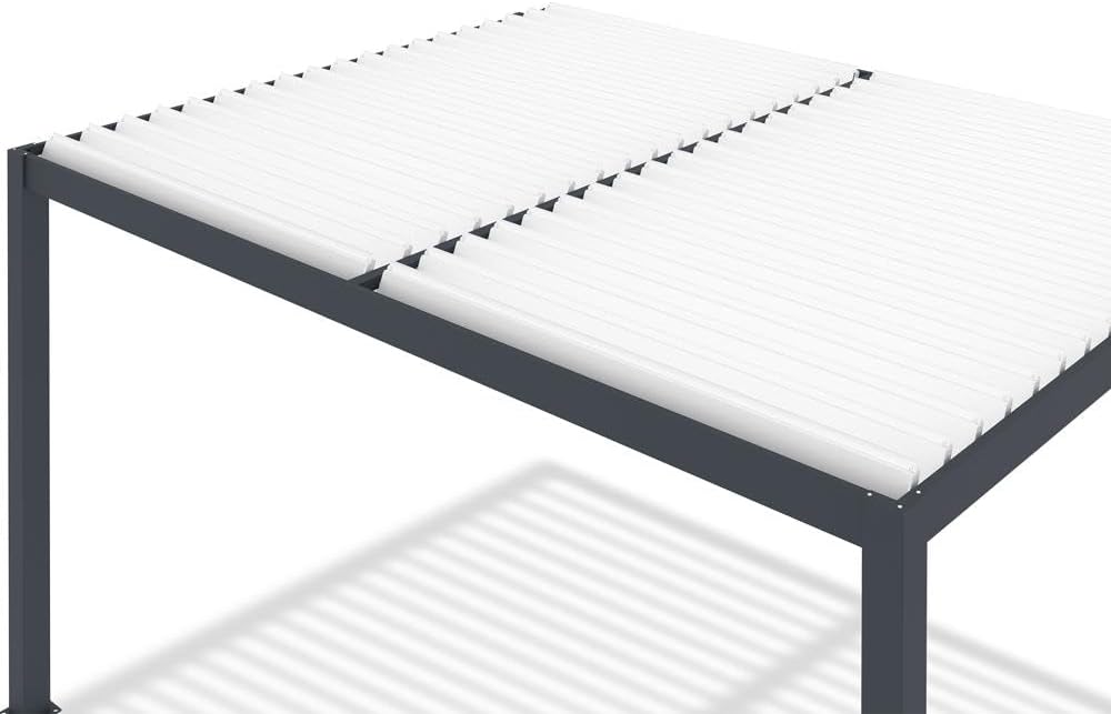 Cazeboo - pergola bioclimatique AGOSTA - 4x3m - aluminium gris, lames blanches
