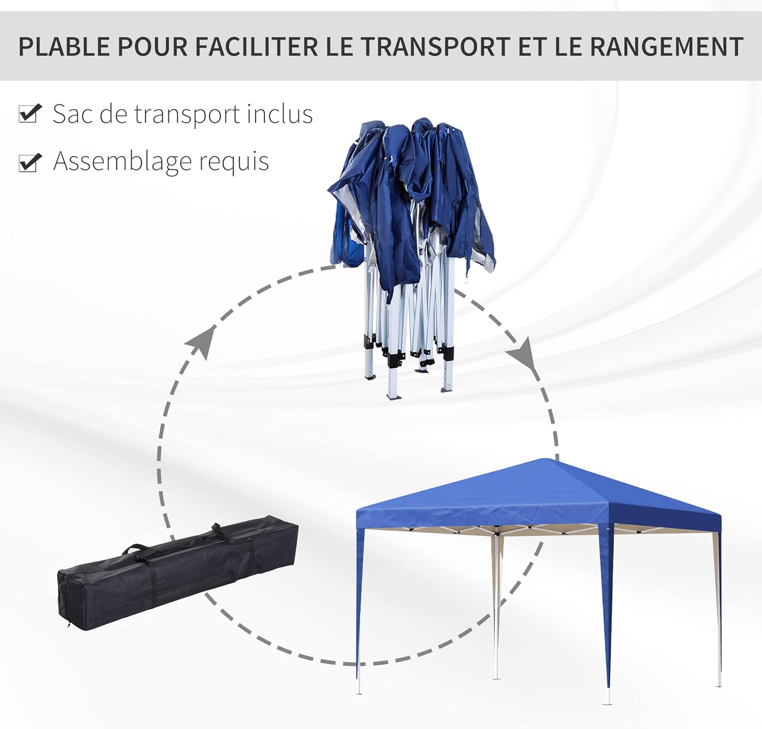 Outsunny - Tonnelle pliante 3x3m - Anti-UV, acier Oxford, sac de transport - TTPU3x3M-2024