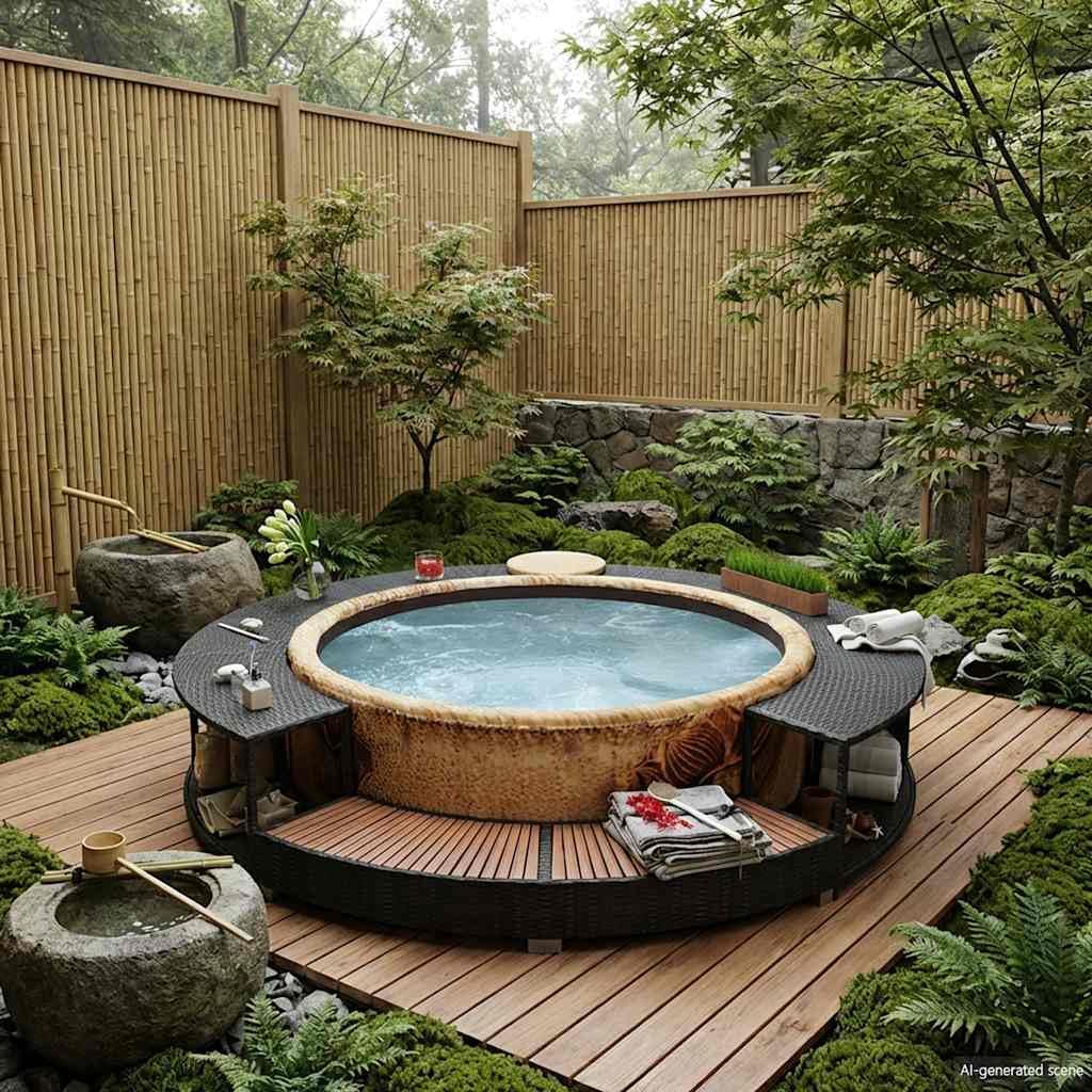 vidaXL - Cadre bain à remous - résine tressée noire - marches intégrées, résistance intempéries
