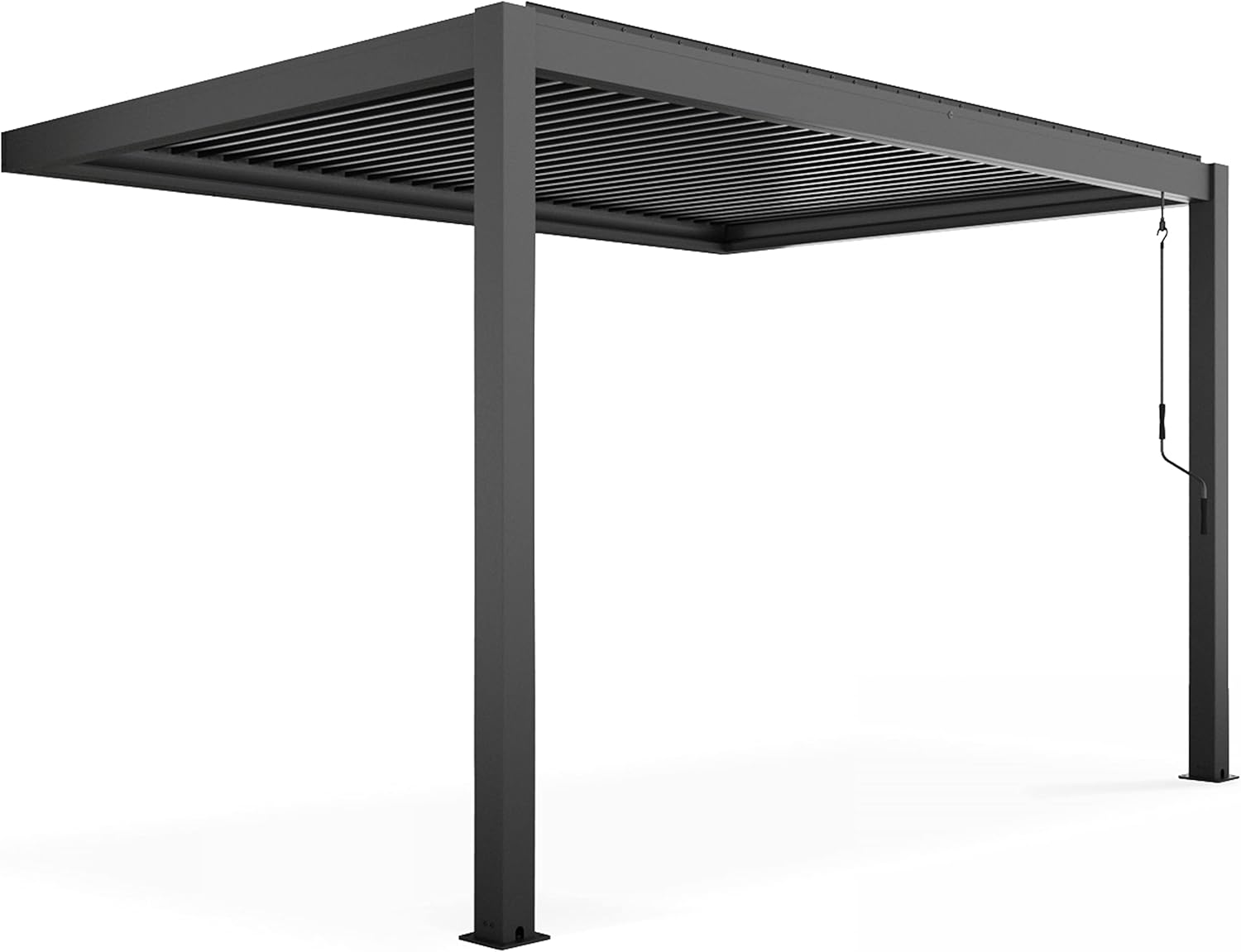 Oviala - Pergola bioclimatique adossée - 3x4m - 3 stores gris