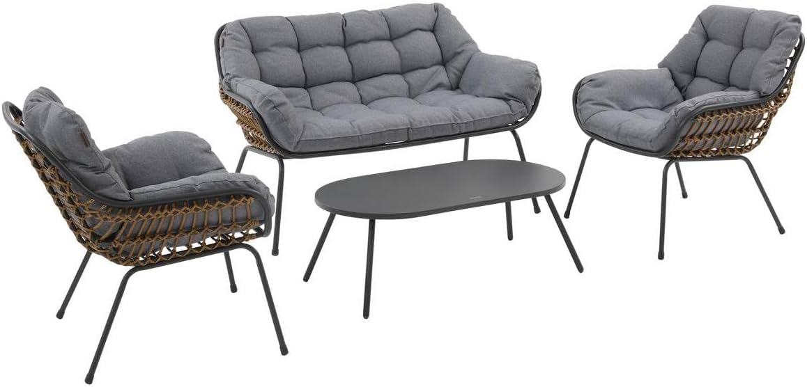 Hespéride - Paopao graphite 4 places - jardin - anti-rouille, coussins confortables