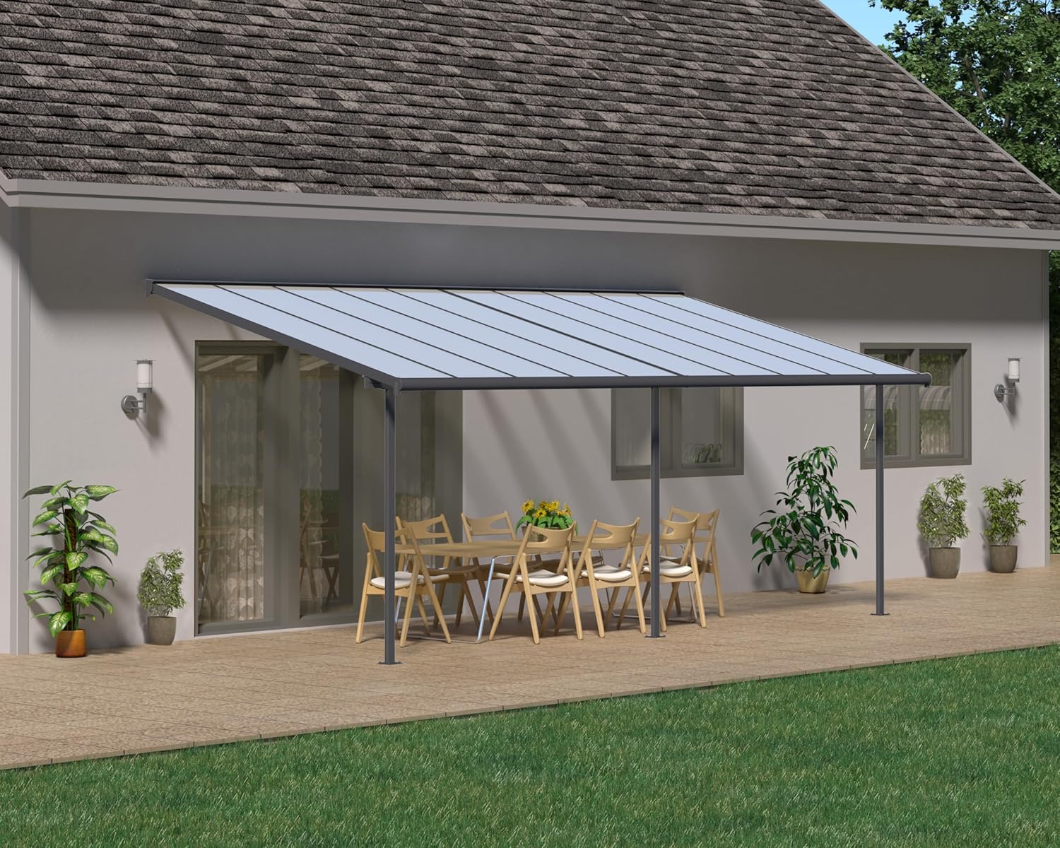 Palram Canopia Sierra pergola aluminium polycarbonate 3x6.10 gris transparent