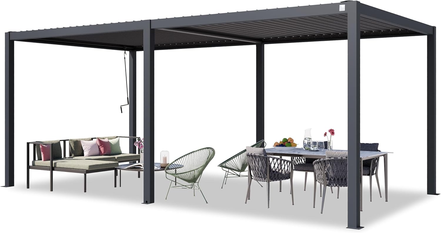 PRIMEYARD - Pergola série acier/aluminium - 3x6 m - lames orientables
