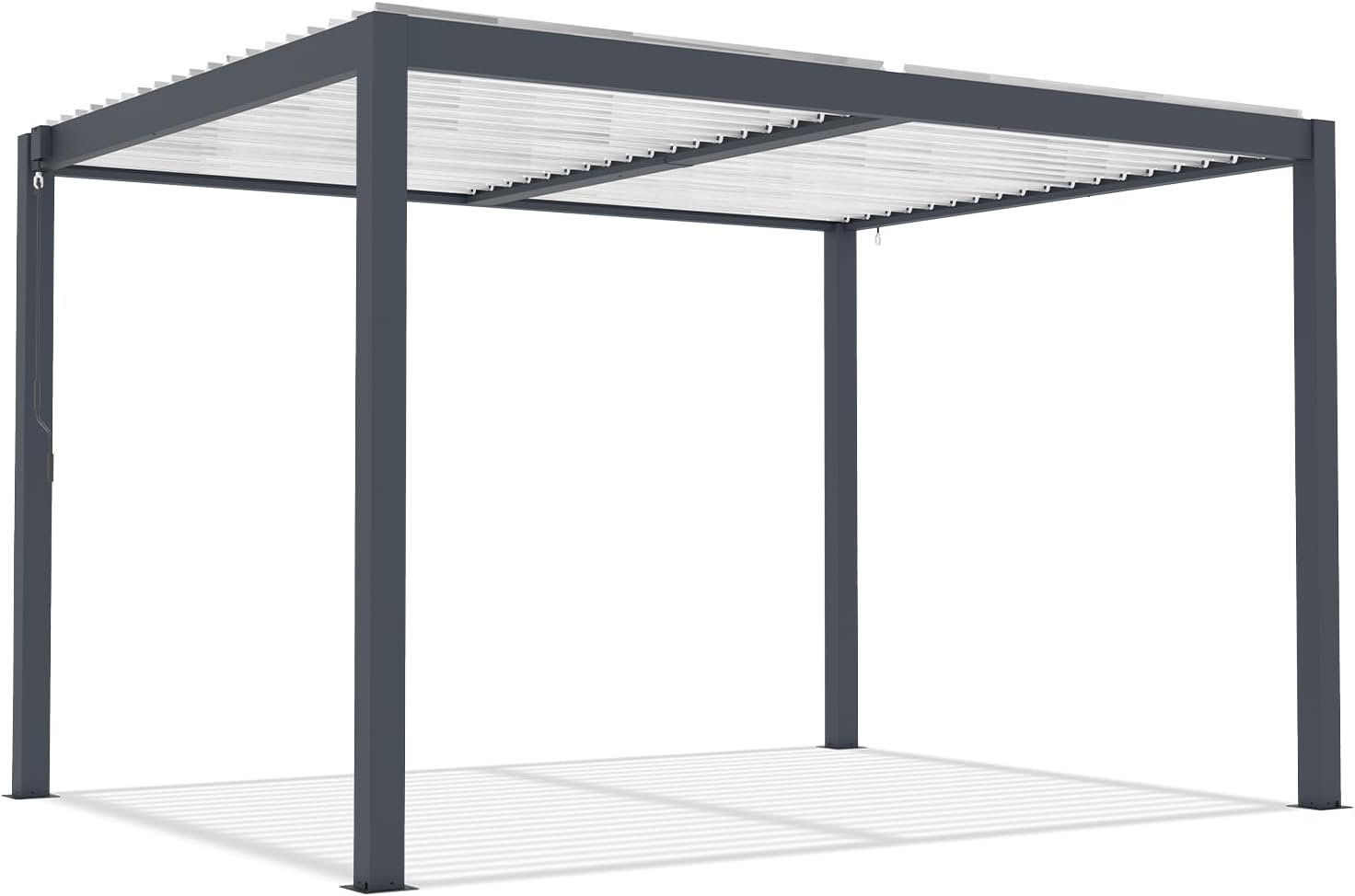 Cazeboo - AGOSTA - 4x3m autoportée aluminium gris lames blanches AGOSTA