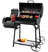 Tepro Smoker Biloxi (chariot de barbecue au charbon de bois avec roulettes) pour fumer, barbecue, barbecue, etc.