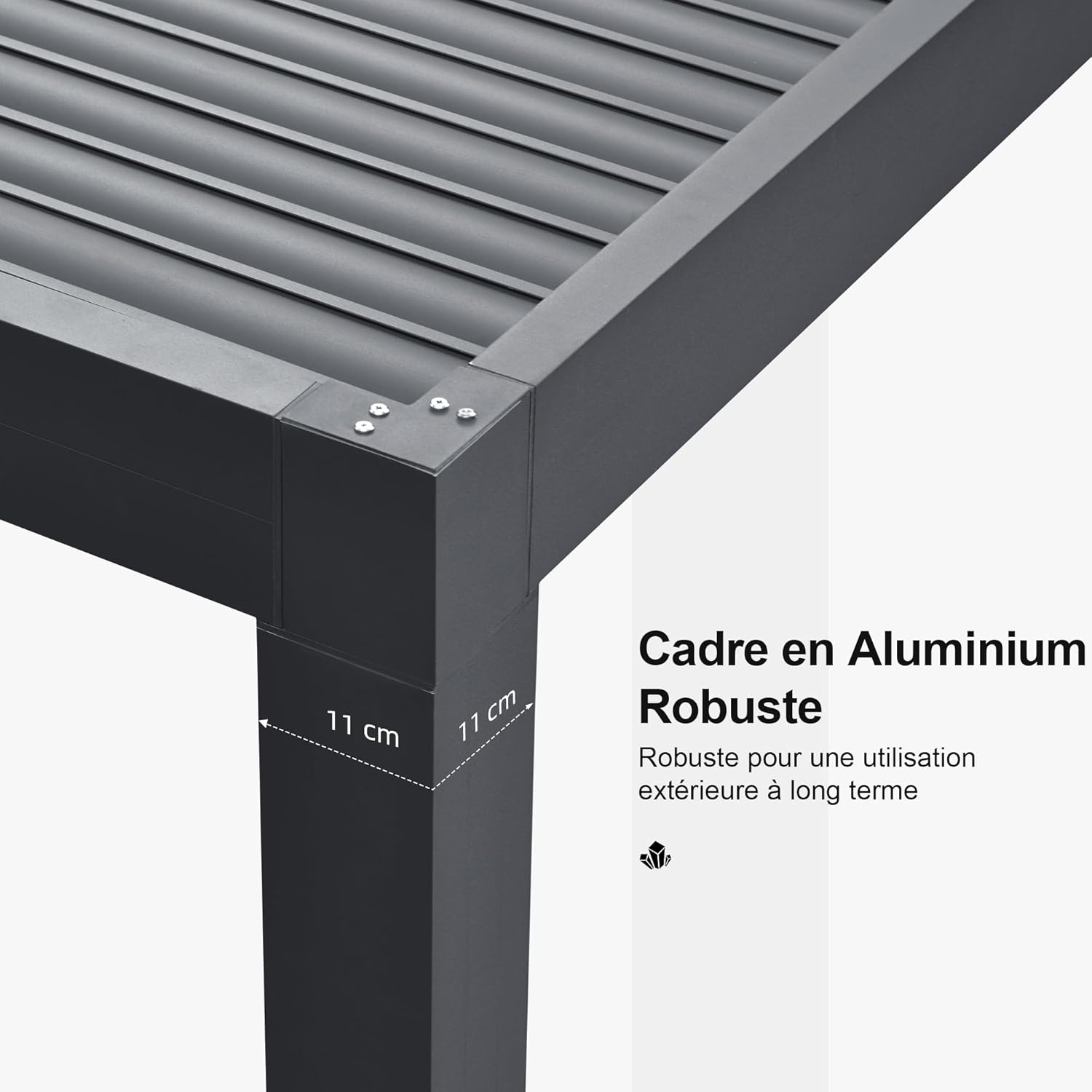 PURPLE LEAF - Pergola bioclimatique aluminium 4,8x3,68m, LED, lames orientables
